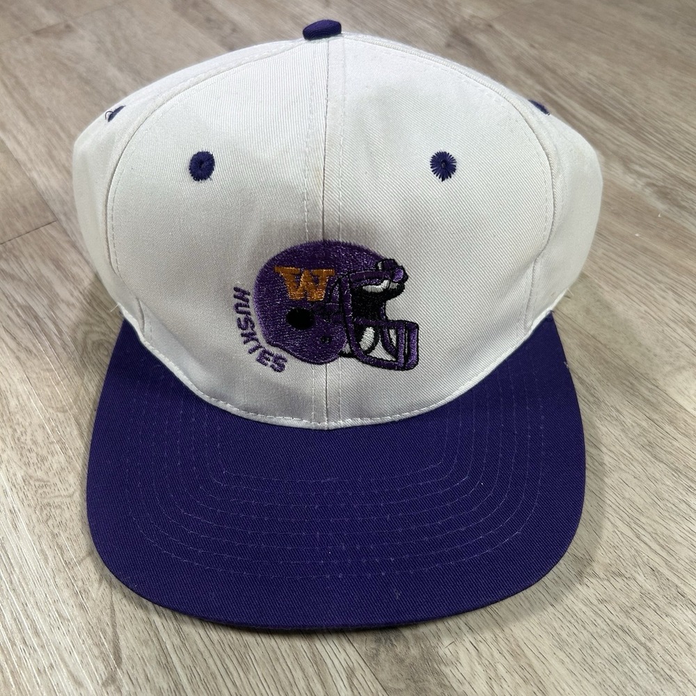 VTG Washington Huskies Football Snapback Hat NCAA College KC White Purple Cap